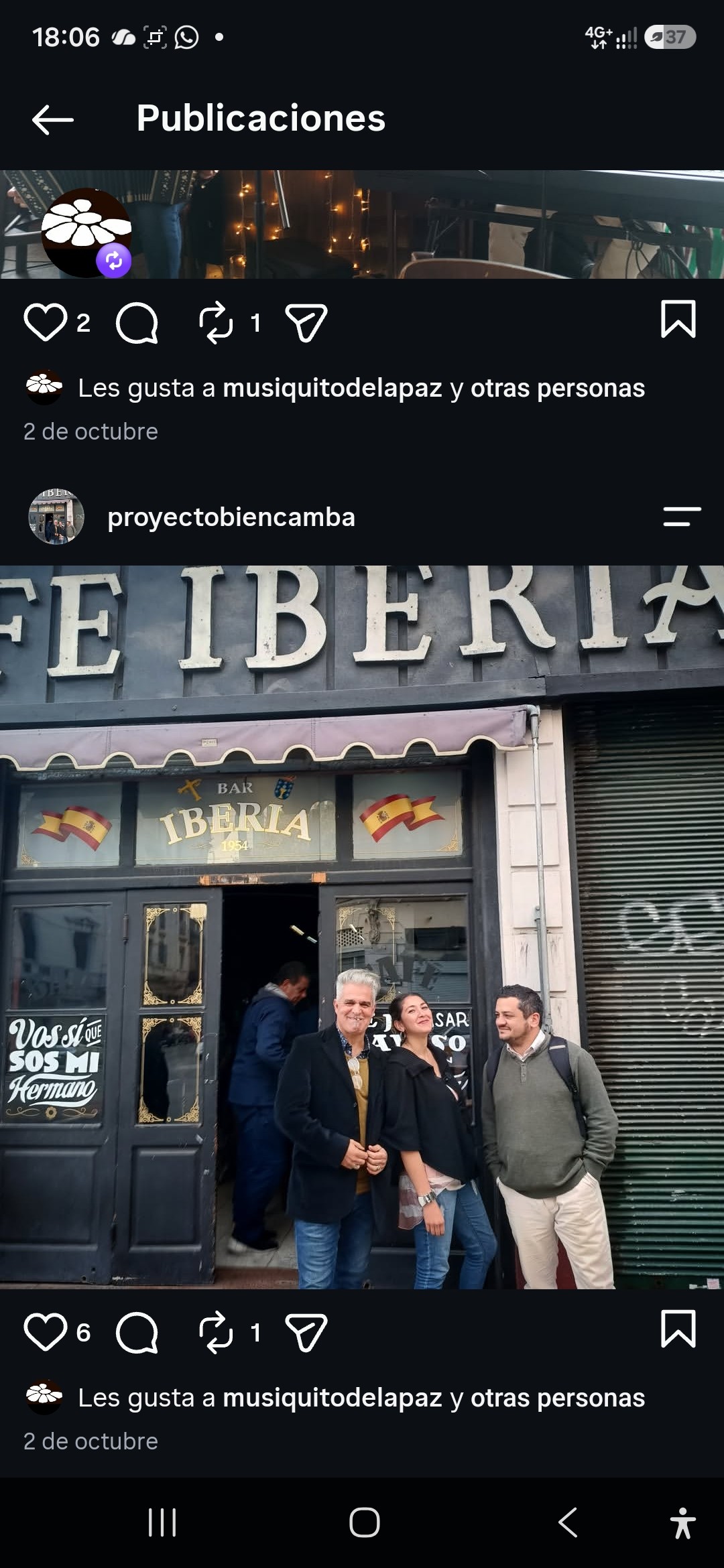 Proyecto Bien Camba frente al Bar Iberia